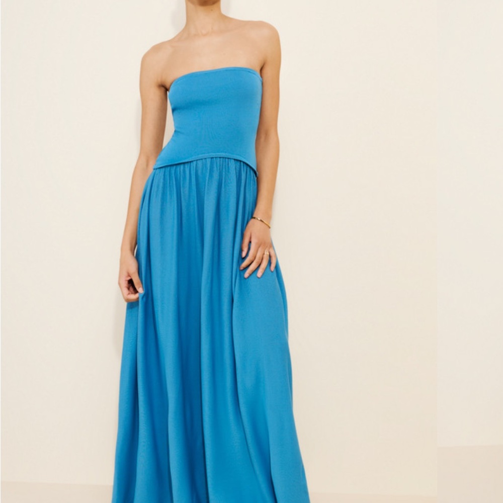 SOLID & STRIPED the soglio Strapless Dress— blue